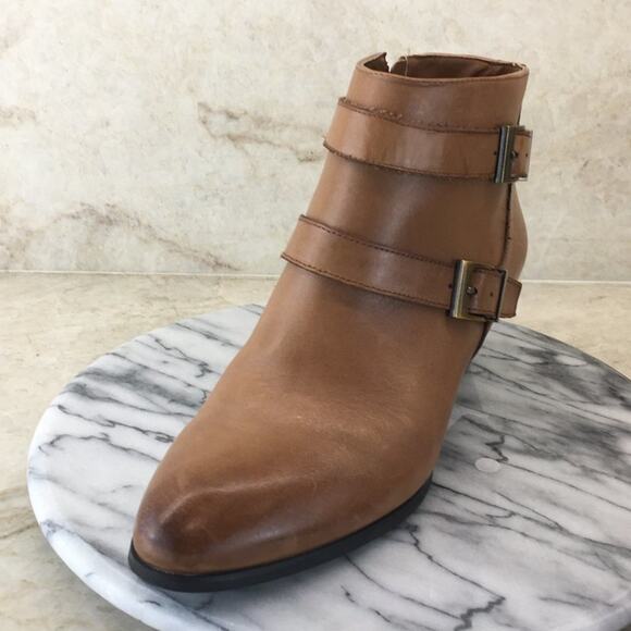 Franco Sarto Women's Tan Double Monk-Strapped Bootie Size 9W - Picture 2 of 16